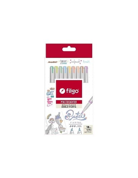 Resaltador Fino Doble Punta X 10 Pastel Caja Mtlf-e10-pas Fil01