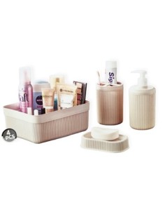 Set Bano Organizador Jabonera+disp. 4pzas Raya B4861 Dec01
