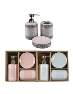 Set Bano X3pzas Ceramica Decorado Estampado Surtido 109008 Dsa01
