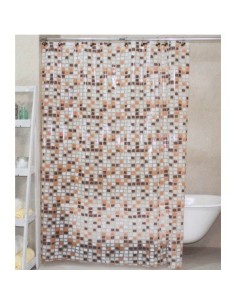 Cortina Bano Pvc C/ganchos Gruesa Estampada 25602313-25602314 318 Alf01 Tal01