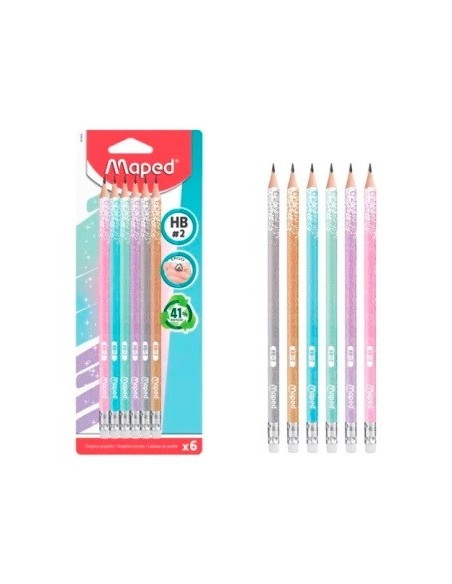 Lapiz Negro X6 Triangular Hb Maped Glitter 851803 Map01