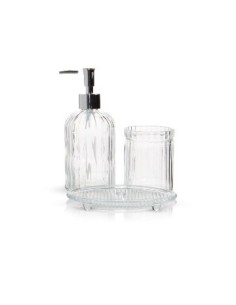 Set Bano 3 Pzas Vidrio Labrado Transp/fume 4933654 B4641 B4642 B4643 Dec01 Bar02