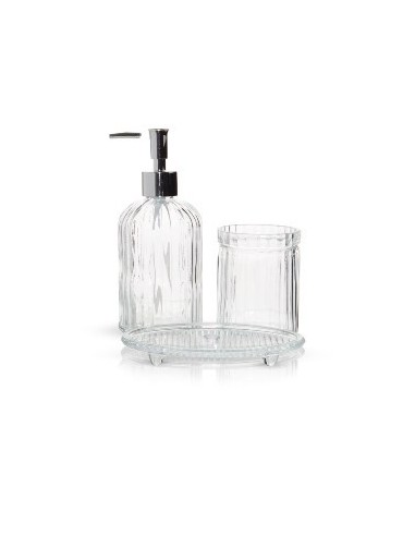 Set Bano 3 Pzas Vidrio Labrado Transp/fume 4933654 B4641 B4642 B4643 Dec01 Bar02