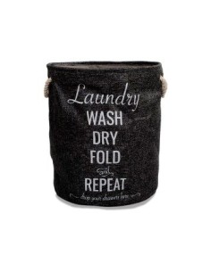 Cesto P/ropa 38cm Red. Tela Jean C/estampa Laundry B4282 Dec01 Ces0062 Moo10