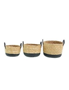 Canasto 24cm Seagrass C/manija Eco Cuero Can0459 Moo10 Pcu01