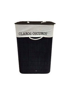 Cesto P/ropa 40x30x60cm Claro/oscuro Bamboo Negro C/tapa 302036 Pcu01