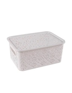 Canasto 22-25x20 Calado C/tapa Blanco 108010 108000 Dsa01