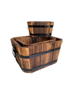 Canasto 13x8  Madera C/asa Metal Deco Pk01