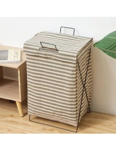 Cesto P/ropa 36x28x59cm De Tela C/tapa C/estructura Metal 34140-42 Woo01