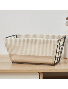 Canasto Metal 30x20x15cm C/funda De Tela 35165-7  35165-8 Woo01