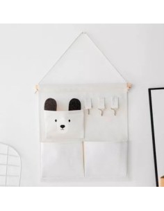 Organizador De Tela Kids Colgante C/bolsillo 34x30cm Bear Hook 34140-16 Woo01