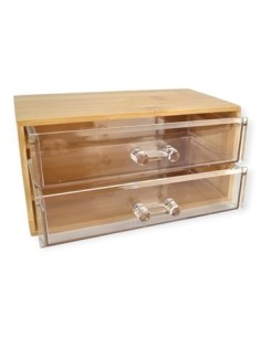 Caja 19x10cm Organizadora Bamboo C/2 Cajones Acrilico 300297 Pcu01