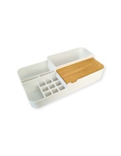 Organizador Plast. 32cm Blanco T/bamboo Make Up 300875 Pcu01