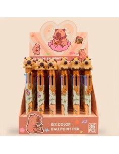 Boligrafo Retractil Capybara  X6 Colores Ba-02695 Sf01