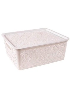 Canasto 30x12 Calado C/tapa Blanco 108005 Dsa01
