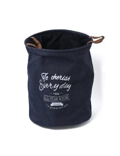 Cesto P/ropa 44cm Red. Tela Jean C/manija Cuero Au876 Ind01