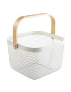 Canasta Alambre Cuad. 24*18cm Manija Madera Bco-negro 57916074 Cr02