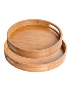Bandeja 35cm Redonda Bamboo C/asa Woo01