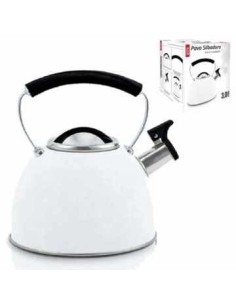 Pava Acero 3lt Silbadora Blanca/acero Inox Manija Fija Cw-t029-e1 75002930 Cr02