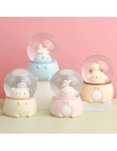 Esfera 8cm Vidrio Base Ceramica C/luz Animalitos 2306264 Jli03