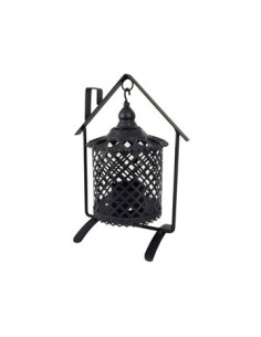 Porta Vela 19cm Metal Colgante Casa Negro 15811879 Tal01