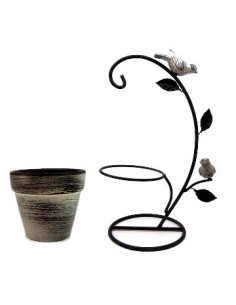 Adorno 40cm Metal C-porta Maceta Pajaros 1704302 Jli03