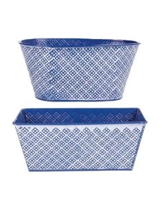 Maceta 21x10cm Rect-oval  Metal Azul C-cuadros Mac0060 Mac0061 Moo01