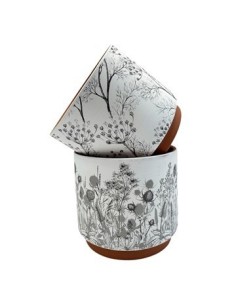 Maceta Ceramica 14x12cm C-diseno Hojas-flores 25602551-25602550 Tal01