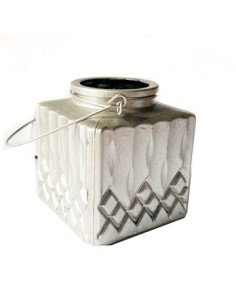 Porta Vela 11cm Vidrio Plateado Sin7p 1v285 Sc01