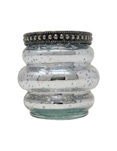 Porta Vela Vidrio Plateado C-borde 7 3x7cm A544 Jun02