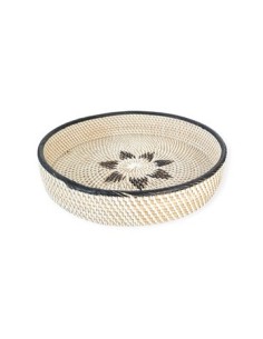Bandeja 30cm Red Rattan  C/ Diseno Flor Bco/ngro Ang-09c  Rey03