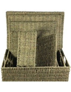 Organizador 30x21x15cm C/asa Y Tapa Seagrass Ra36101 Rey03
