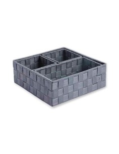 Canasto 28x28 Cuad. Rafia Gris B5033g Dec01