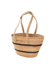 Canasto 25x36cm Seagrass C/manija Y Rayas Negras Hsb-42-bs Rey03