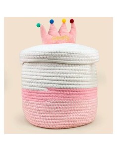 Canasto Algodon 39x26x29 Redondo C/tapa 50767 Sf01