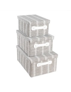 Caja Plegable 36x26x17cm Forrada En Tela C/tapa Rennes Top 35165-18 Woo01