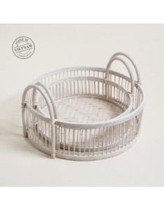 Bandeja 26cm Red. Mimbre Blanco C/asa 131126 Mish02