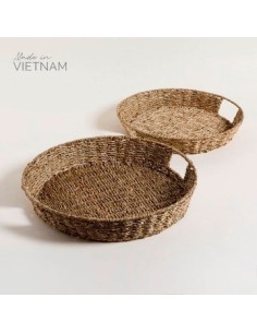 Bandeja 40x7cm Redonda Seagrass C/asa 0503172 Mish02