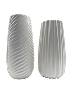 Florero Ceramica 19 Cm Acanalado Mr1739 Mr1741 Cds