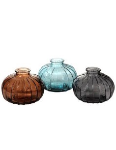 Florero Vidrio Labrado Rayas Colores Surtidos  11 5x9cm. 105336 105339 Dsa01