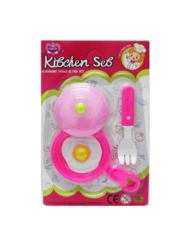 Set Cocina X3 Pzas Sarten C/huevo Y Tenedor En Blister 55898 9050 Seb01