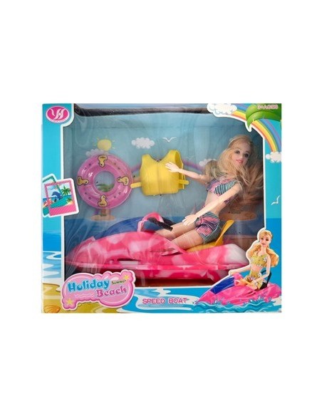Muneca 30cm Lucy C/moto Agua Y Accesorios Playa Sd22753/sd22916 Pk01