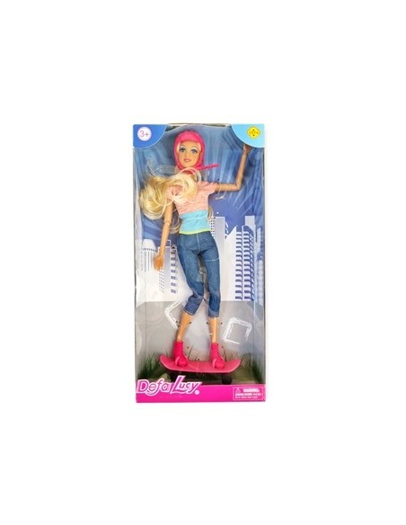 Muneca Lucy Al Aire Libre C/casco Y Patineta En Caja Sd22345 Pk01
