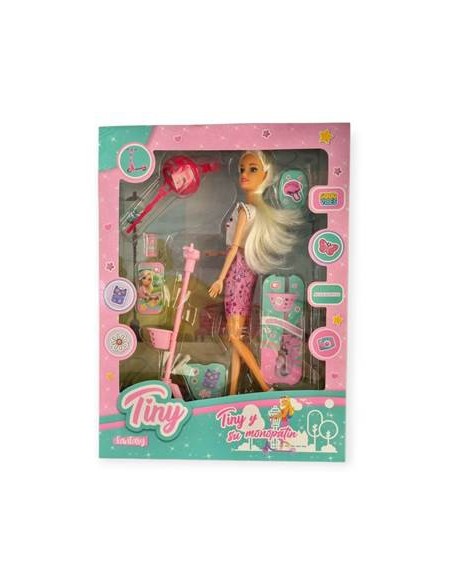 Muneca 30cm Tiny Paseo En Monopatin C/accesorios 54925 Seb01