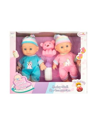 Set X2 Bebotes 22cm C/mamadera Y Oso Sd25220z Pk01