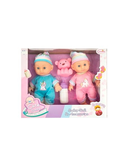 Set X2 Bebotes 22cm C/mamadera Y Oso Sd25220z Pk01