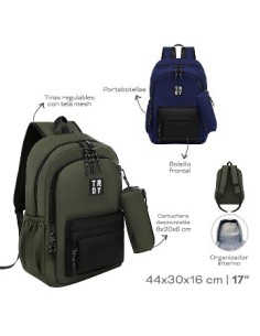 Mochila 17" 44x30x16 Trendy C/cartuchera 2bolsillos Externos18586 Tar02