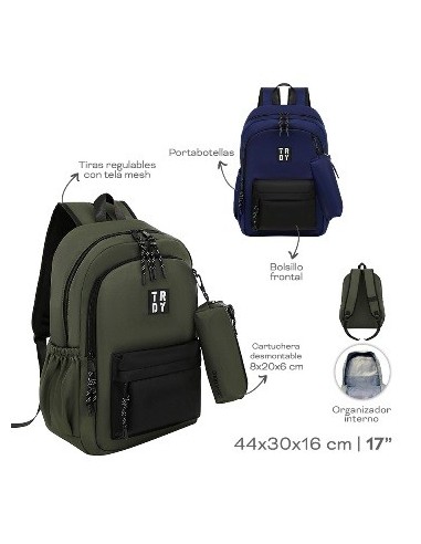 Mochila 17" 44x30x16 Trendy C/cartuchera 2bolsillos Externos18586 Tar02