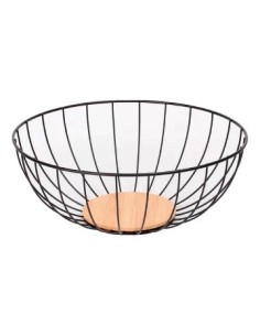 Frutera 25cm Negra Metal + Bambu 71106 Car15