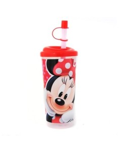 Vaso Alto Recto C/sorbete Y Tapa Minnie 01minnie027 Bel01 (b6)